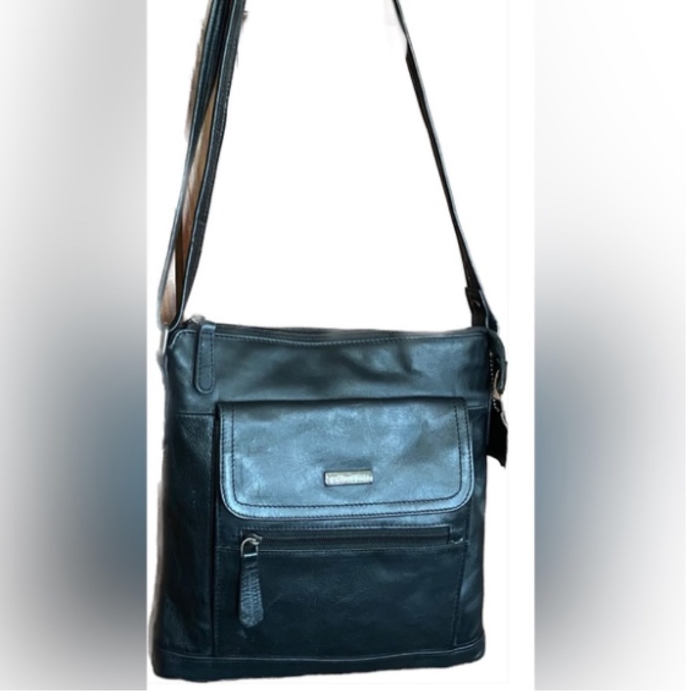 Via Roma BLK Leather Shoulder/ Cross Bag, Spring Sale